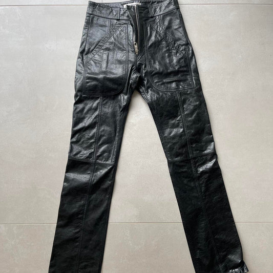 Cole Buxton Leather Stacked Carpenter Pants