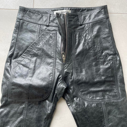 Cole Buxton Leather Stacked Carpenter Pants