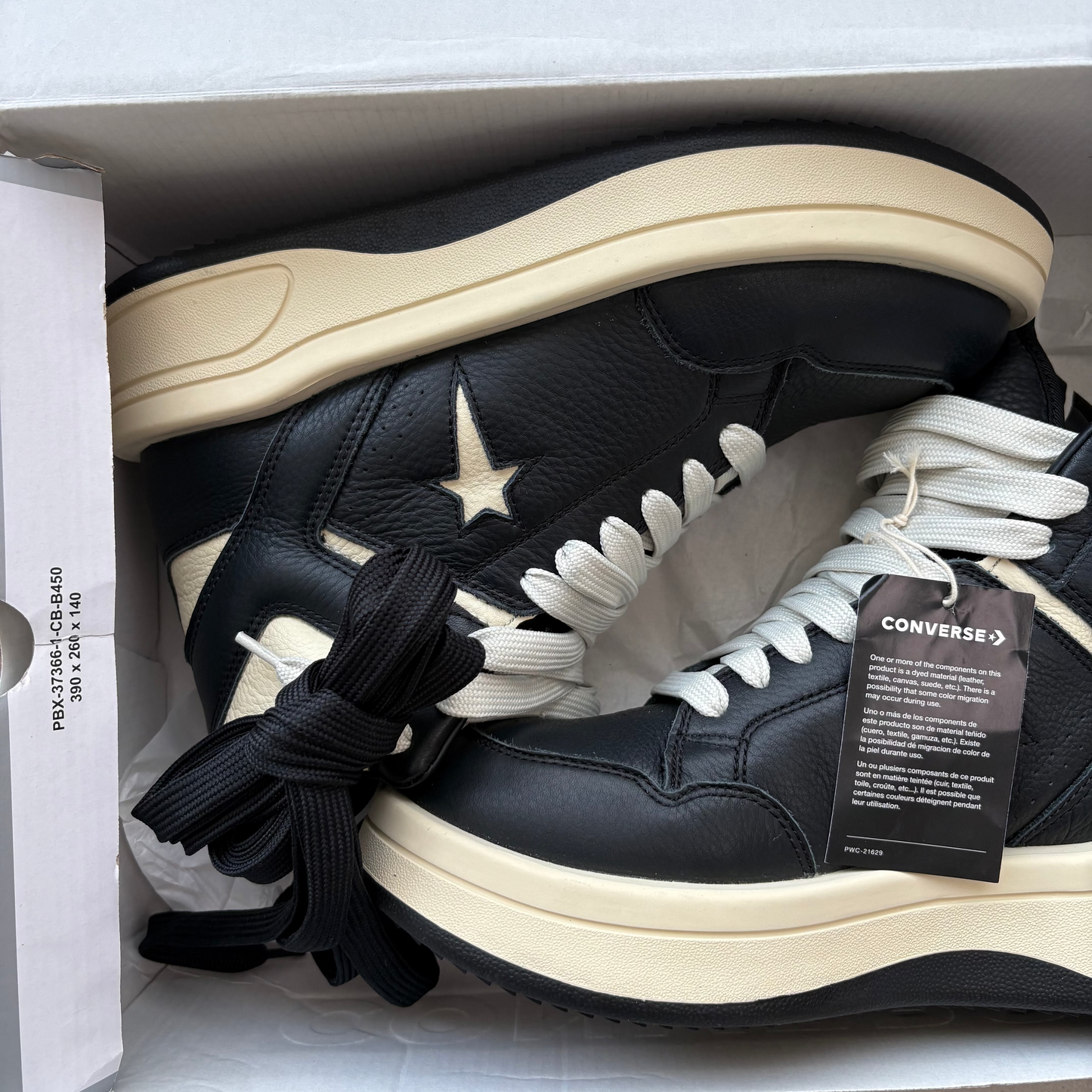 Converse Rick Owens x DRKSHDW TURBOWPN Mid 'Black Cloud Cream' - UK 8