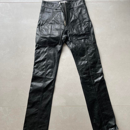 Cole Buxton Leather Stacked Carpenter Pants