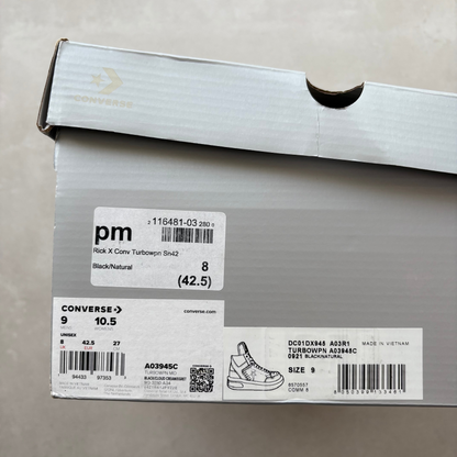 Converse Rick Owens x DRKSHDW TURBOWPN Mid 'Black Cloud Cream' - UK 8