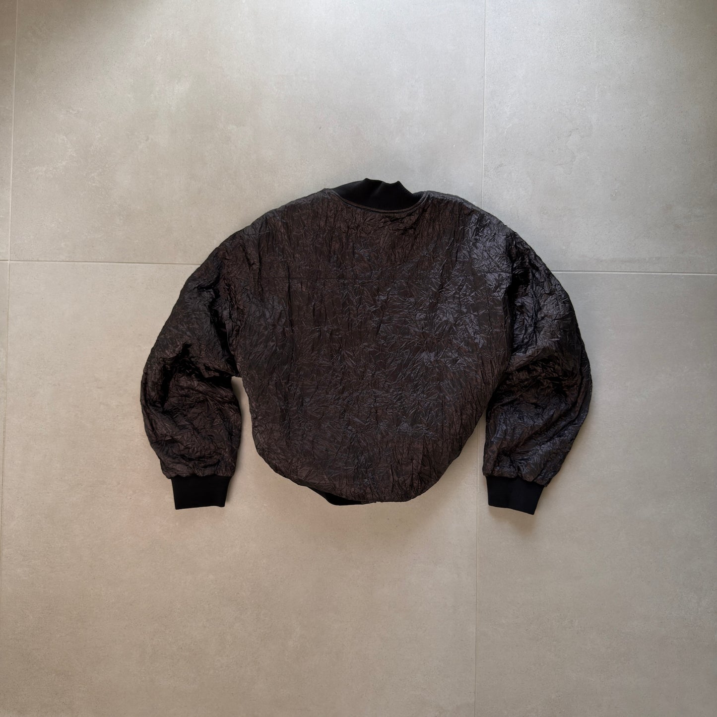 Cole Buxton Aluminium Crinkle Bomber Jacket 'Black'