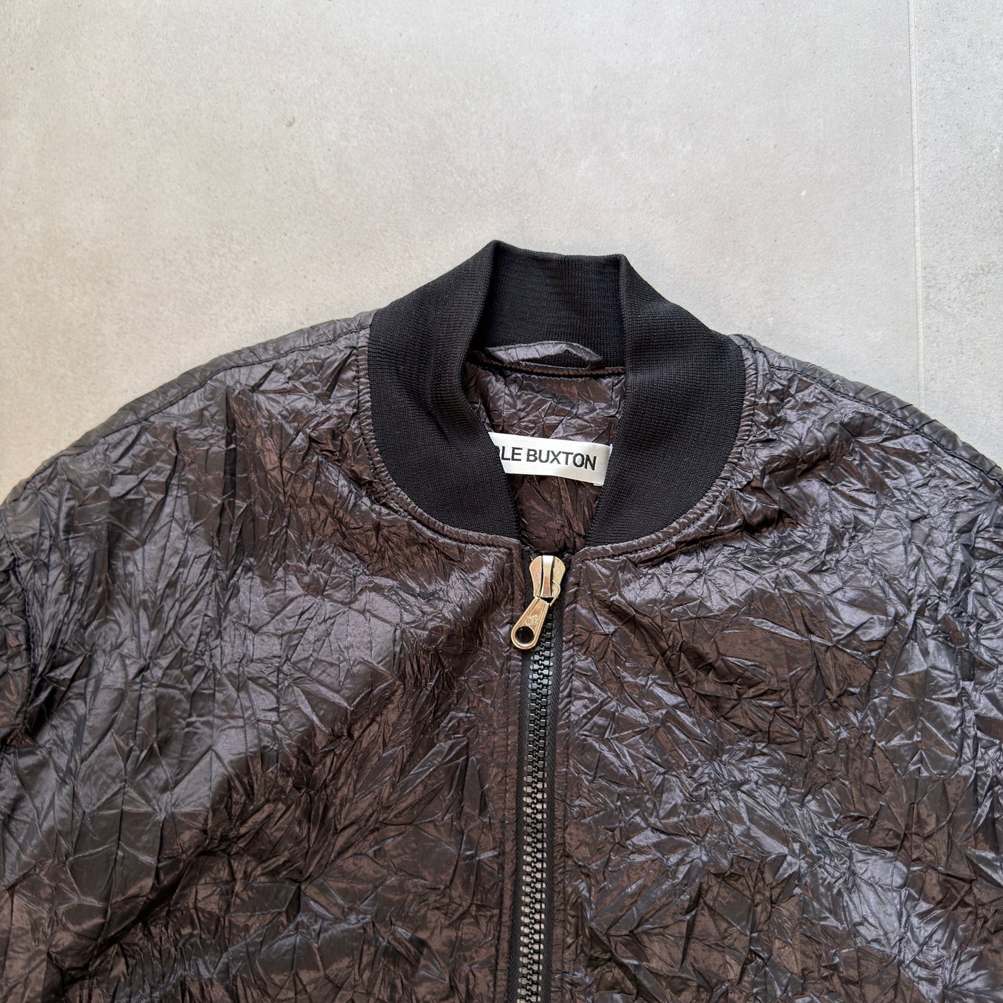 Cole Buxton Aluminium Crinkle Bomber Jacket 'Black'