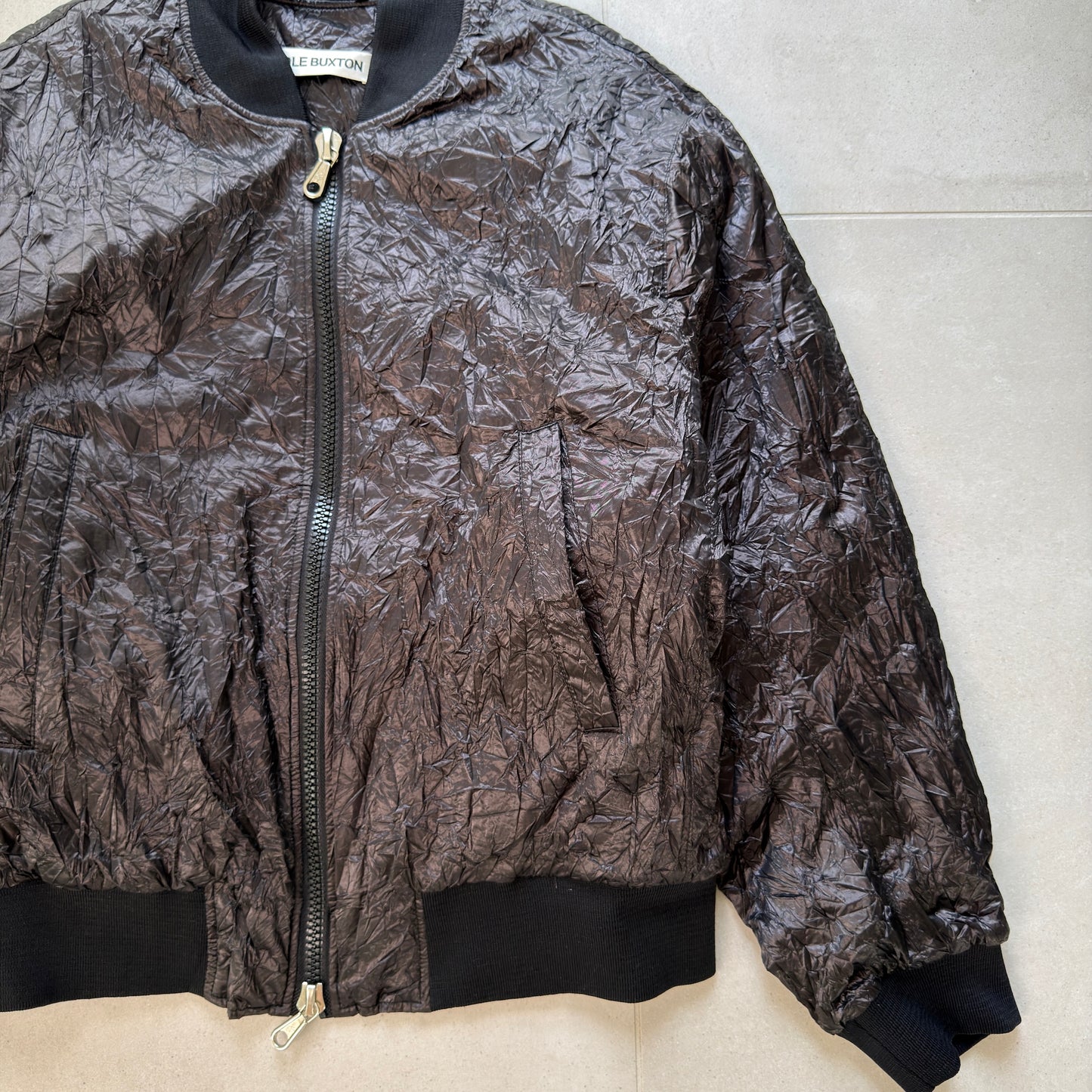 Cole Buxton Aluminium Crinkle Bomber Jacket 'Black'