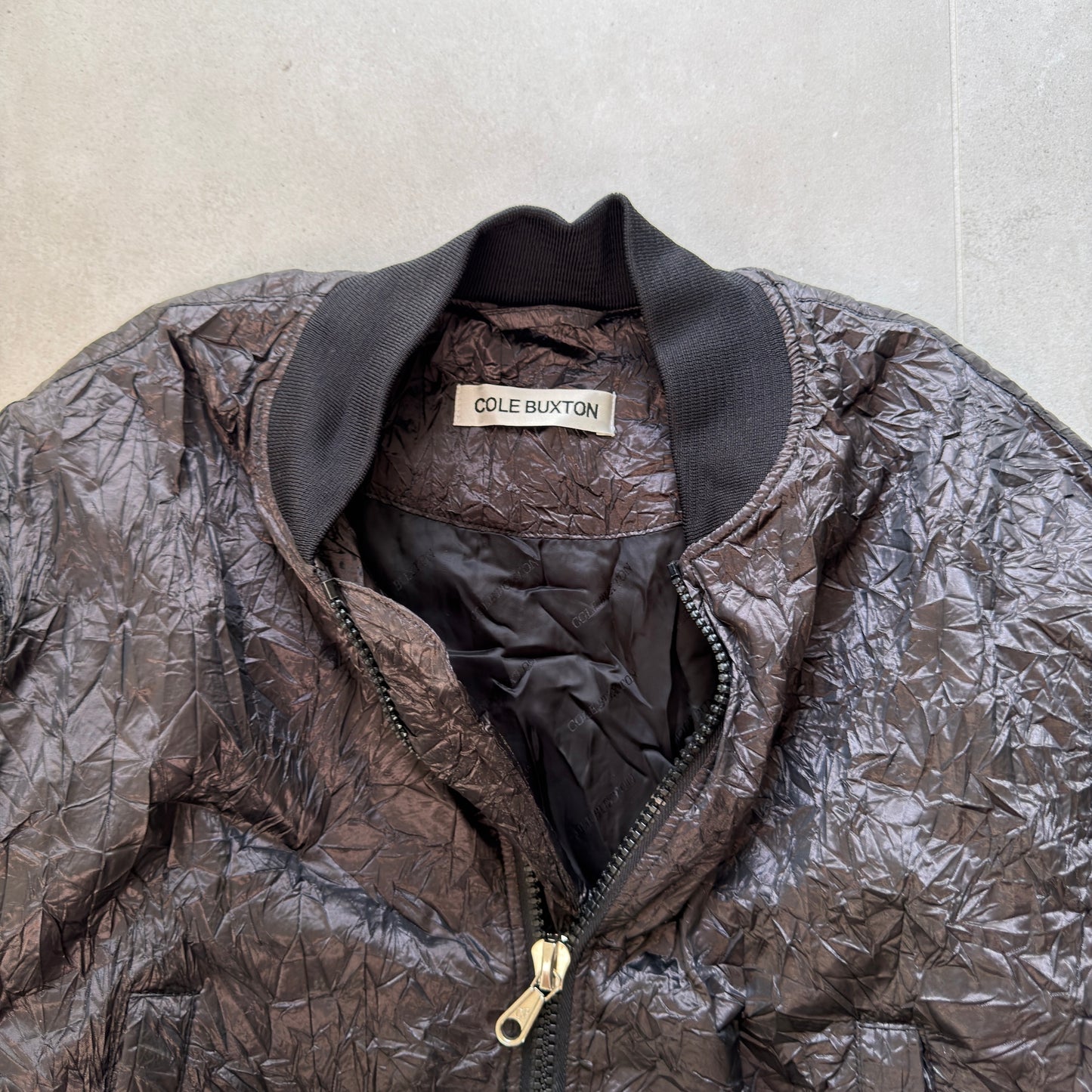 Cole Buxton Aluminium Crinkle Bomber Jacket 'Black'