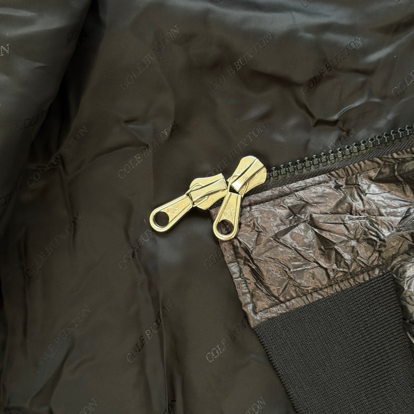 Cole Buxton Aluminium Crinkle Bomber Jacket 'Black'